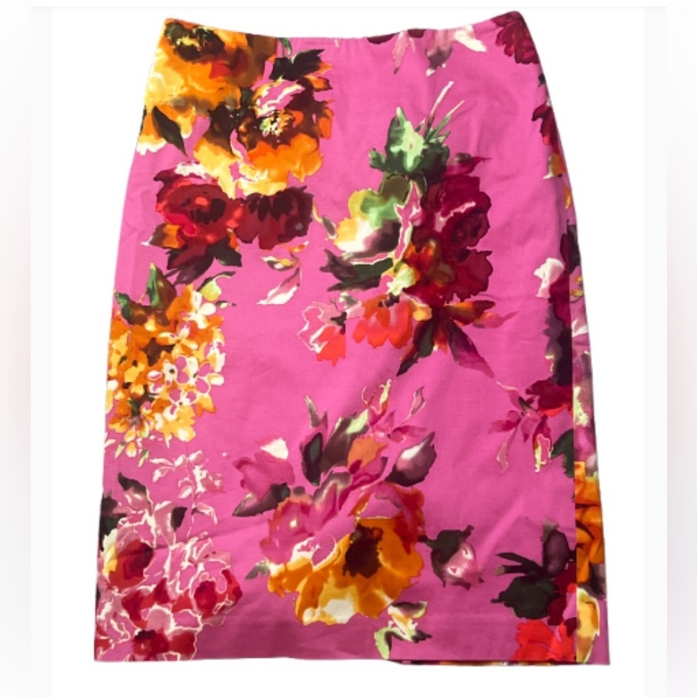 Talbots Floral Pencil Skirt in Pink and Yellow